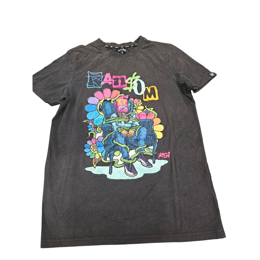 RS1NE Ransom Graphic T Shirt Men's Small Black Embroidered Streetwear Urban Tee